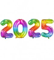 SuperShape-Folienballon-Set "2025" - Yummy Gummy Rainbow - 86 cm