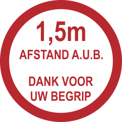 1,5 meter afstand houden (rond) sticker