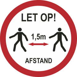 1,5 meter afstand houden bij lopen (rond) sticker