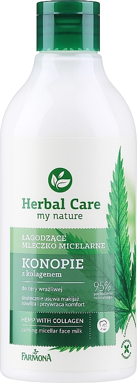 Łagodzące mleczko micelarne do cery wrażliwej Konopie z kolagenem - Farmona Herbal Care