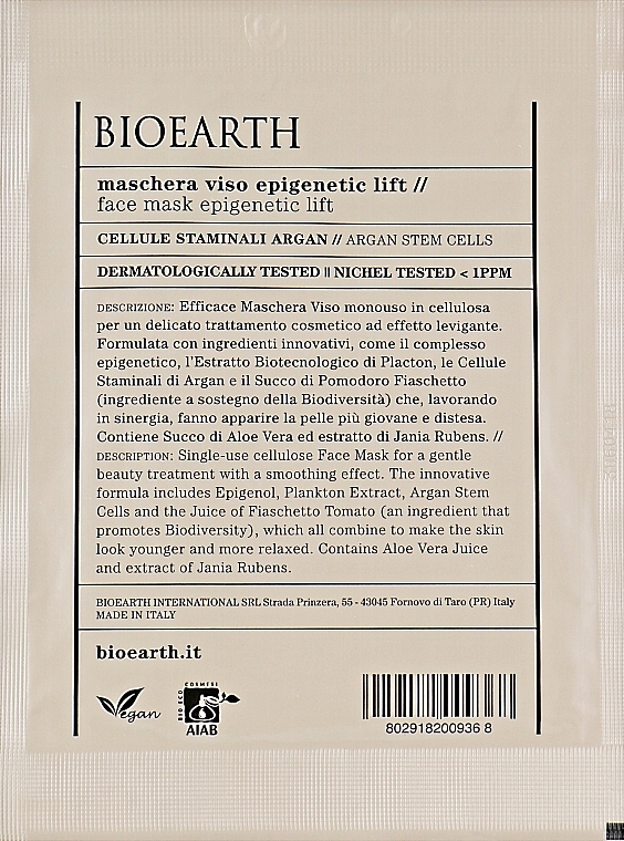 Liftingująca maska do twarzy - Bioearth Face Mask Epigenetic Lift