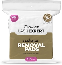 Bawełniane płatki do demakijażu, 5 x 6 cm, 222 szt. Clavier LASH EXPERT Removal Pads