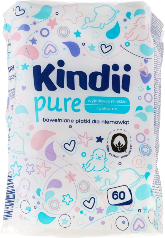 Waciki dla dzieci, 60 szt. - Kindii Kids Care Cotton Pads