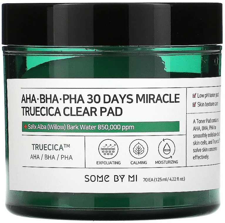 Płatki złuszczające do cery problematycznej - Some By Mi AHA BHA PHA 30 Days Miracle Truecica Clear Pad