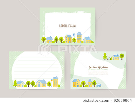 Postcard set of cityscape illustration 92639964