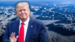 Schon 2019 wollte der damalige US-Präsident die dänische Insel kaufen. Damals hat sich Trump eine brüske Absage eingefangen. (Bild: JOHN SONNTAG/NASA/AFP, AFP, krone.at-Grafik)