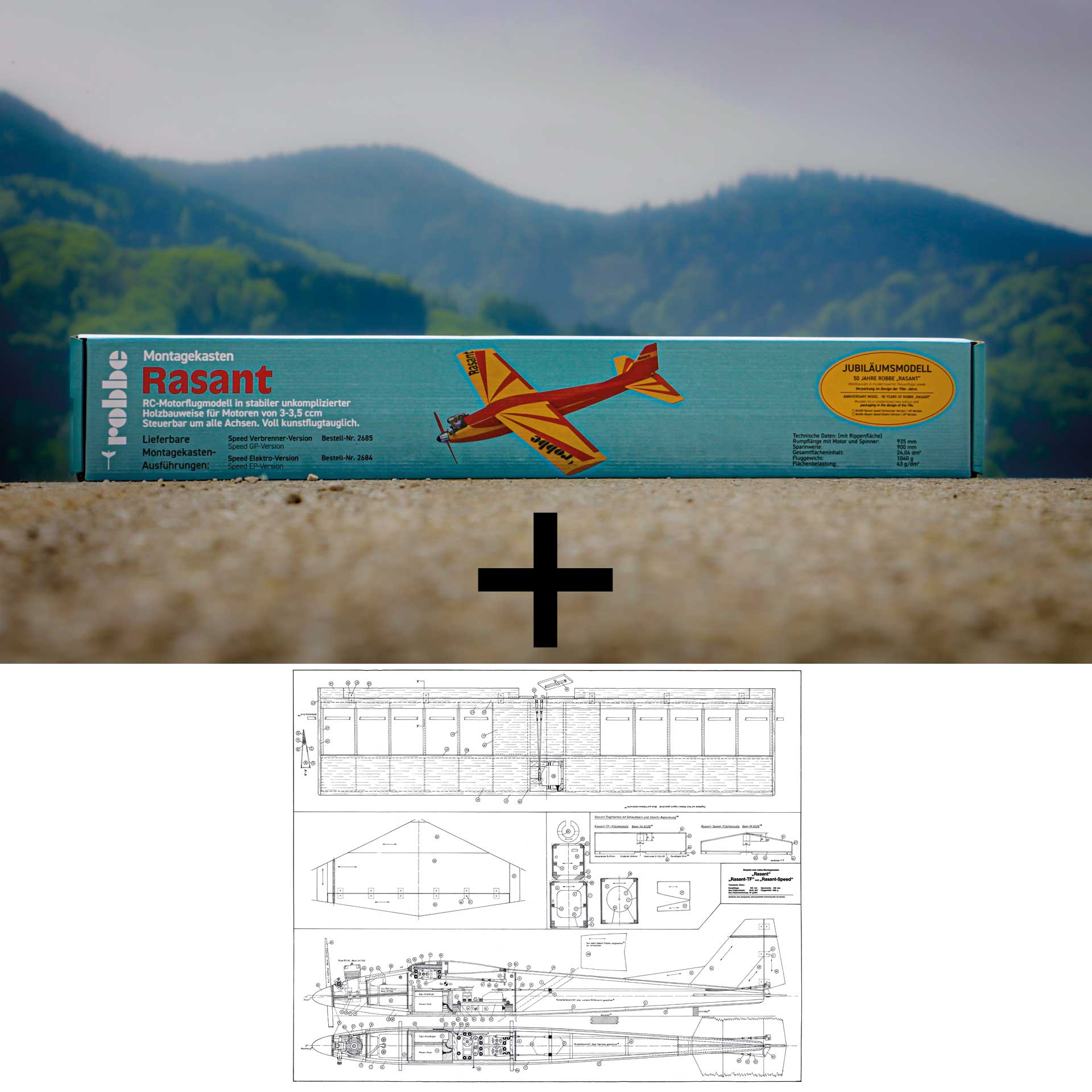 Robbe Modellsport Rasant SPEED Verbrenner Jubiläumsausgabe Aktion SVR mit 1:1 Nachdruck des Originalplans aus den 70er Jahren