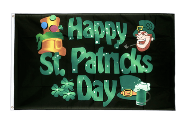 Happy St. Patrick's Day Schwarz Flagge 60 x 90 cm