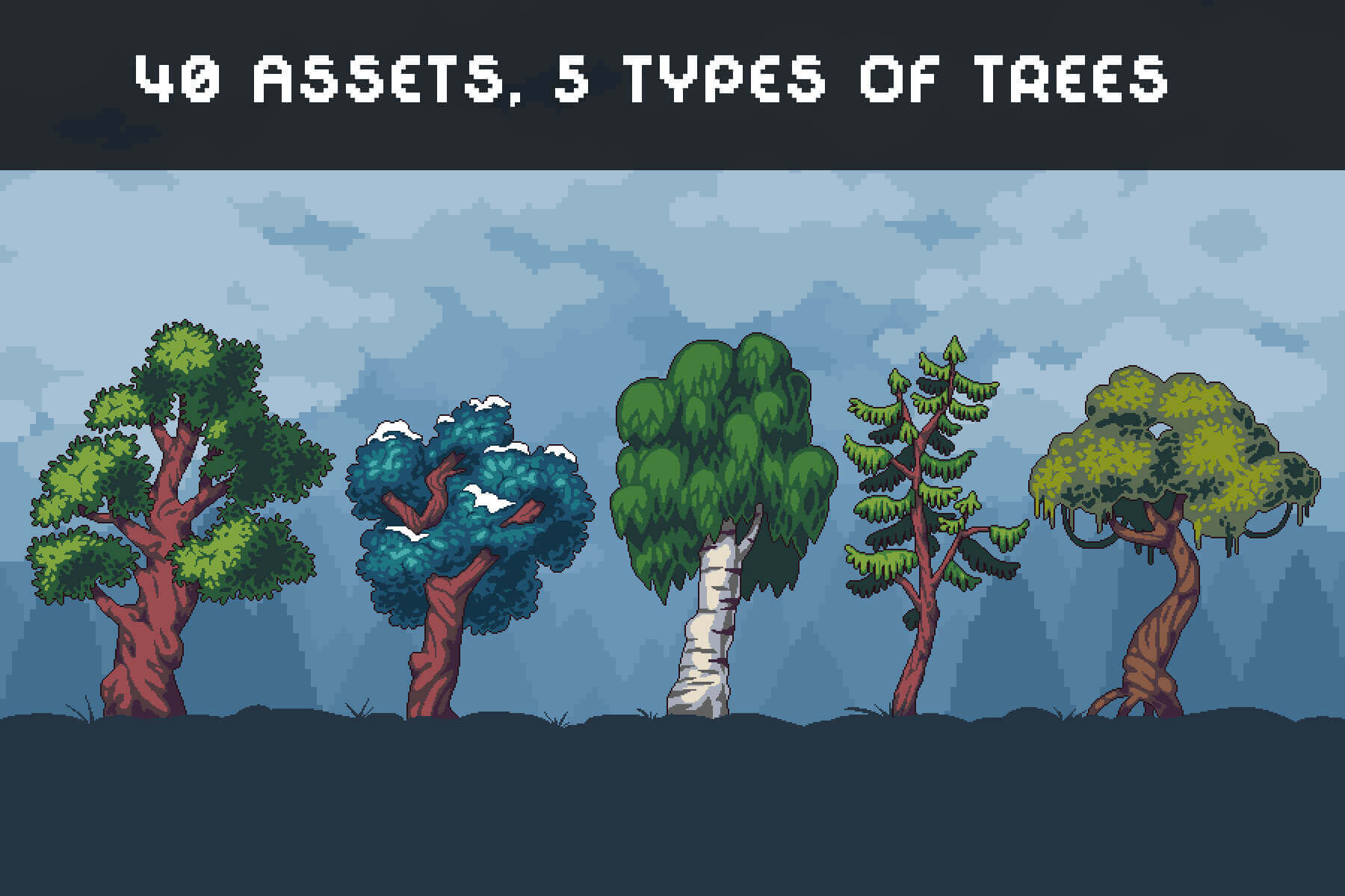 Free Tree Pixel Art Asset Pack Download - CraftPix.net