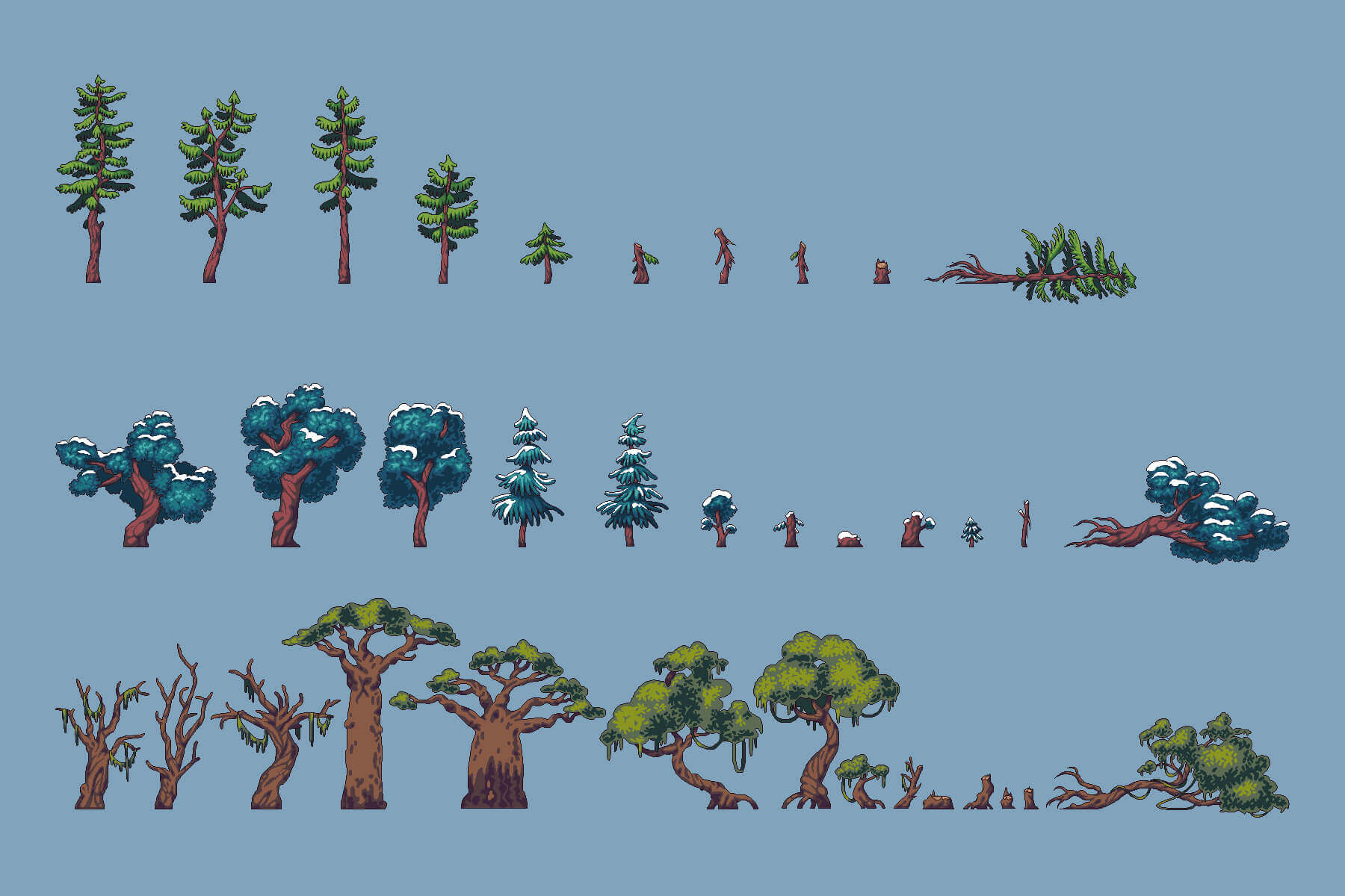 Free Tree Pixel Art Asset Pack Download - CraftPix.net