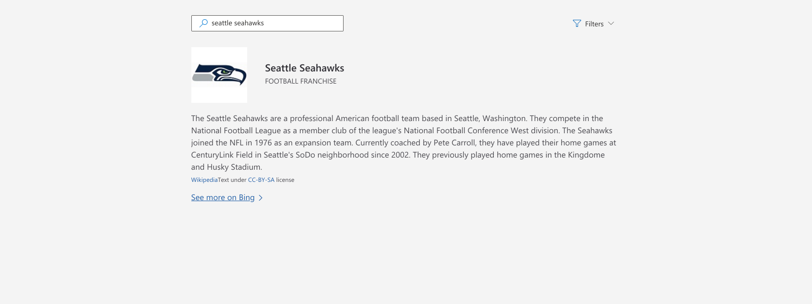 Illustration of looking up information about the Seattle Seahawks.