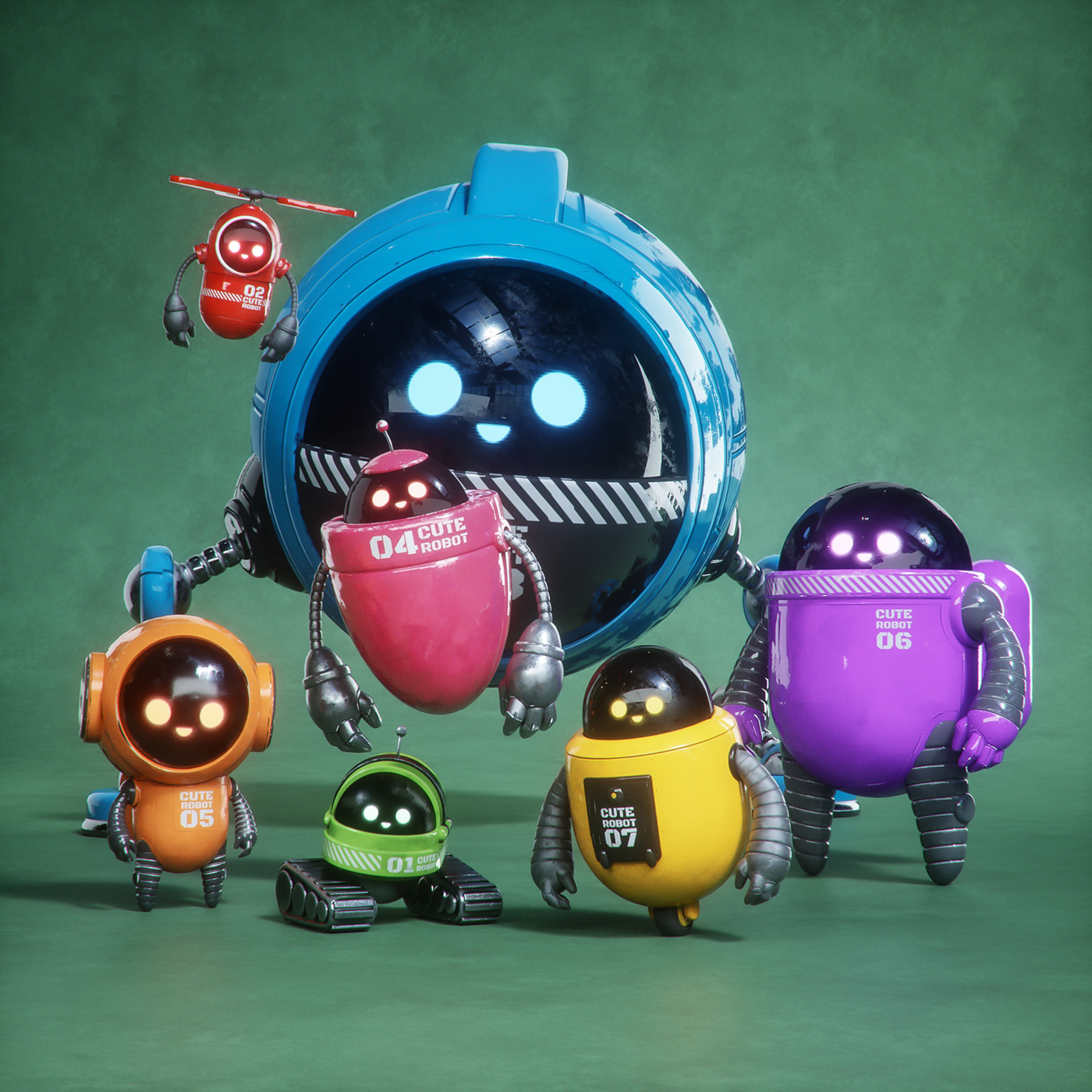 cute halawany robot 3D art c4d cartoon characters design game