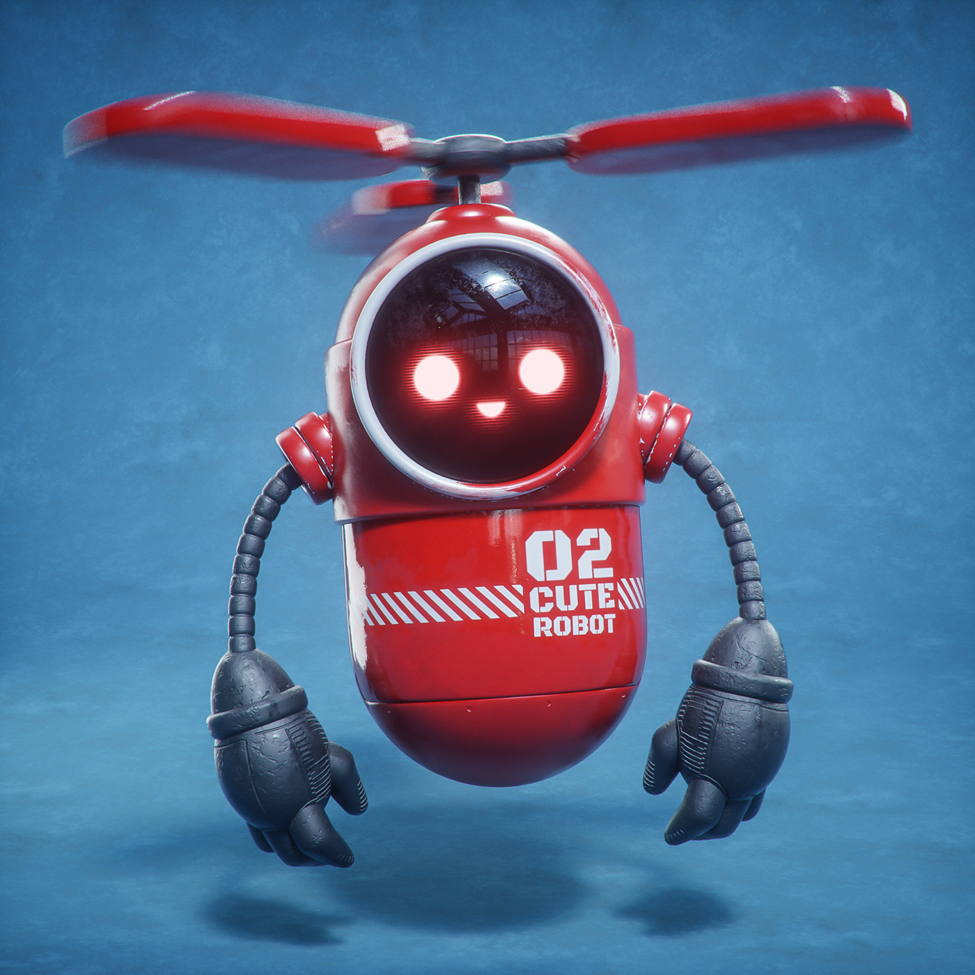 cute halawany robot 3D art c4d cartoon characters design game