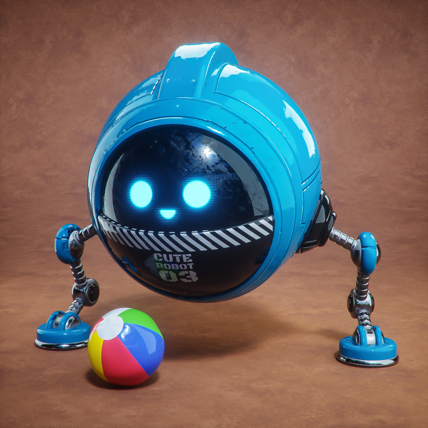 cute halawany robot 3D art c4d cartoon characters design game