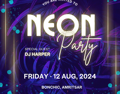 neon party invitation