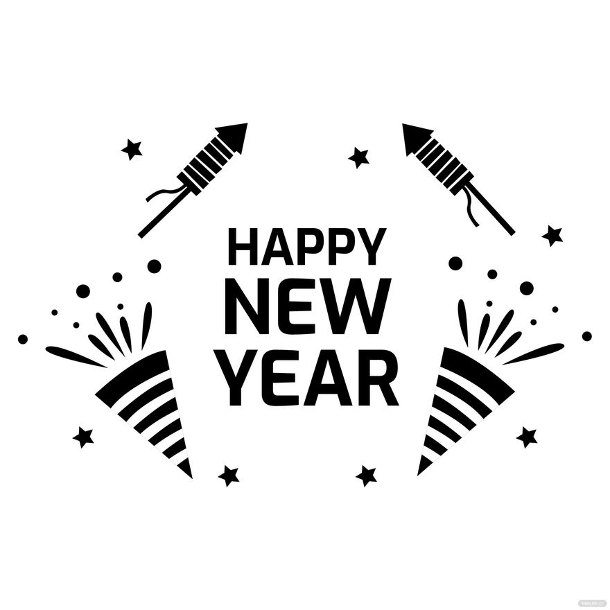 Black And White New Year's Day Clipart