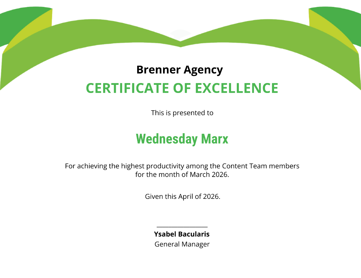 Agency Certificate of Excellence Template - Edit Online & Download