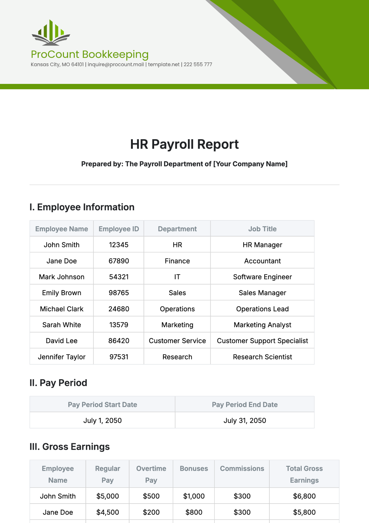 HR Payroll Report Template - Edit Online & Download