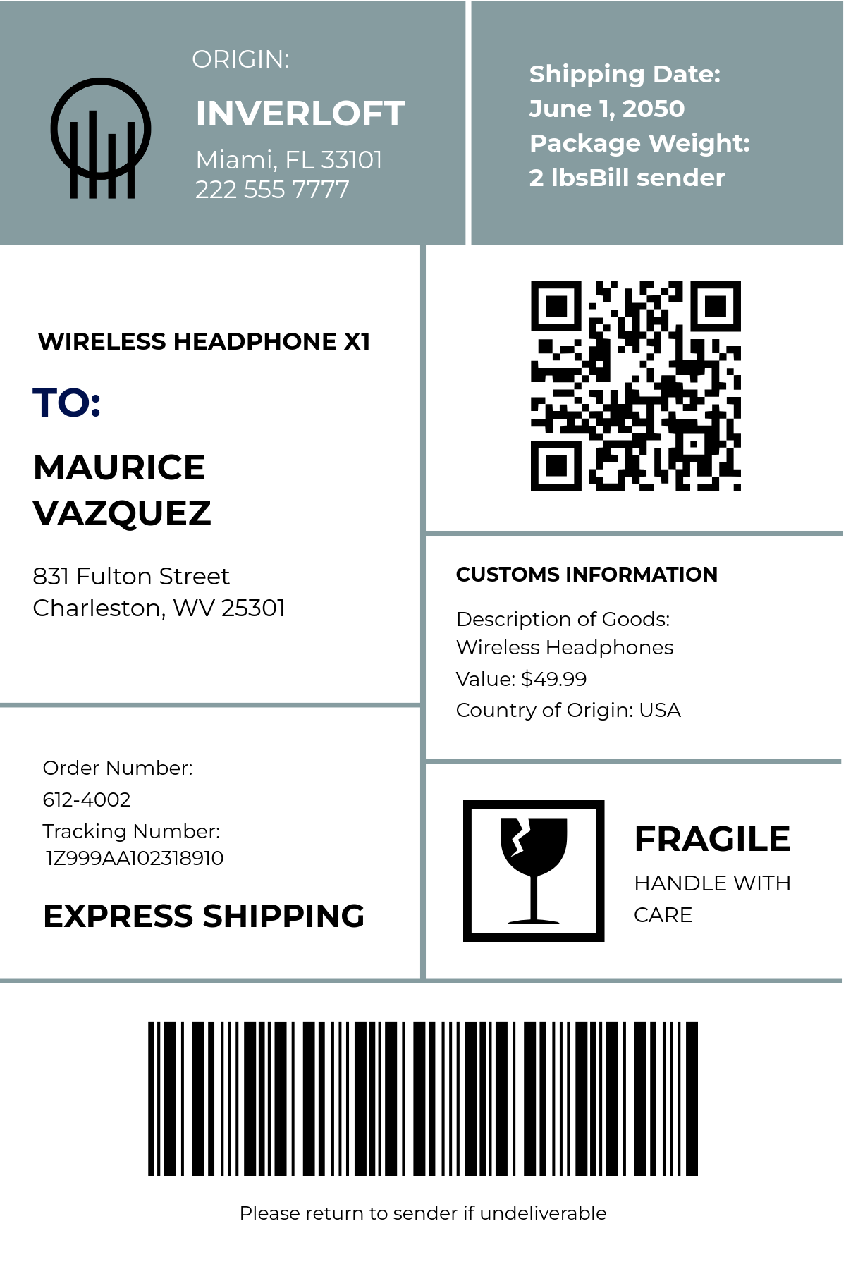 E-commerce Shipping Label Template - Edit Online & Download