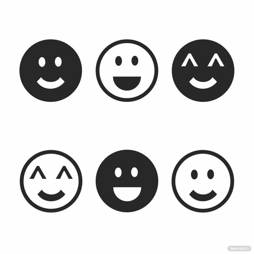 Black and White Smiley Face Vector in Illustrator, SVG, JPG, EPS, PNG - Download | Template.net