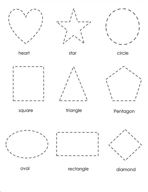 Printable Shape Tracing Worksheet Learning Practice Worksheet Etsy