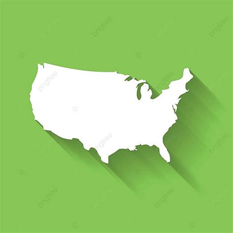 Usa Map Silhouette With Shadow On Green Background Vector Gradient