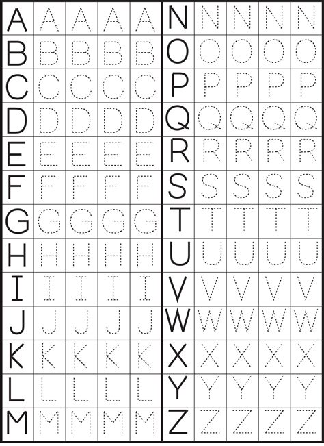 Alphabet Sheets To Trace