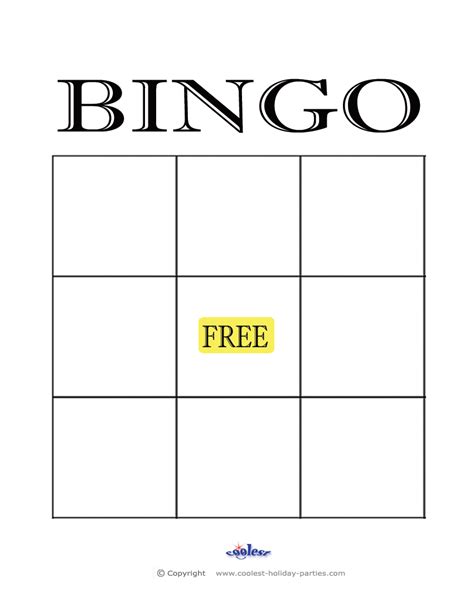 Blank Bingo 3x3 Coolest Free Printables