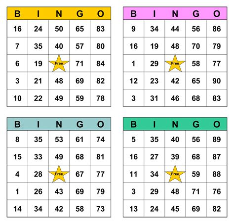 Printable Bingo Sheets With Numbers