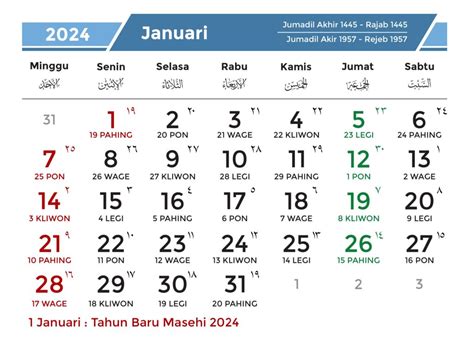 Download Template Kalender 2024 Lengkap Cdr Masehi Hijriyah Jawa