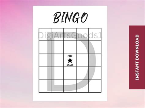 Bingo Card Printable Blank Bingo Template Baby Shower Bingo