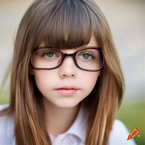 Portrait Of A Beautiful Girl With Brown Hair And Glasses