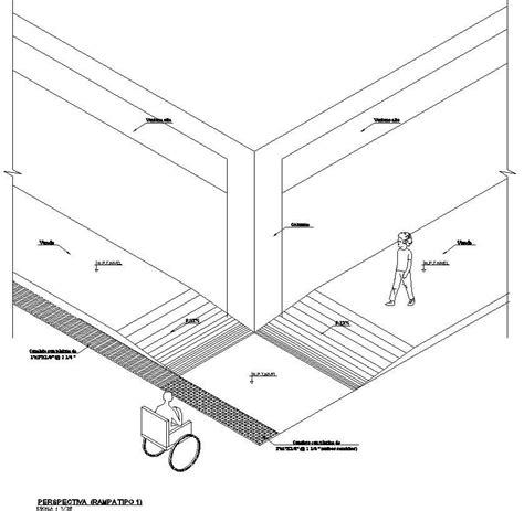 Perspective View Of Type 1 Ramp With Detail Autocad Drawing Dwg File