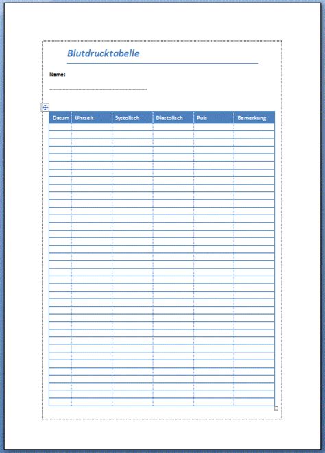 Blutdruck Messen Tabelle Zum Ausdrucken Kostenlos Dabei Haben Sie Die