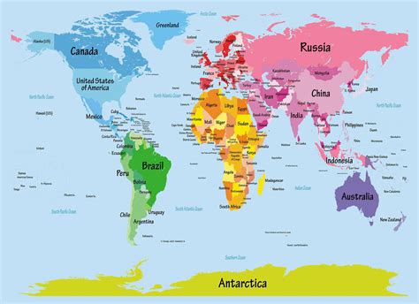 Kids Big Text Map Of The World