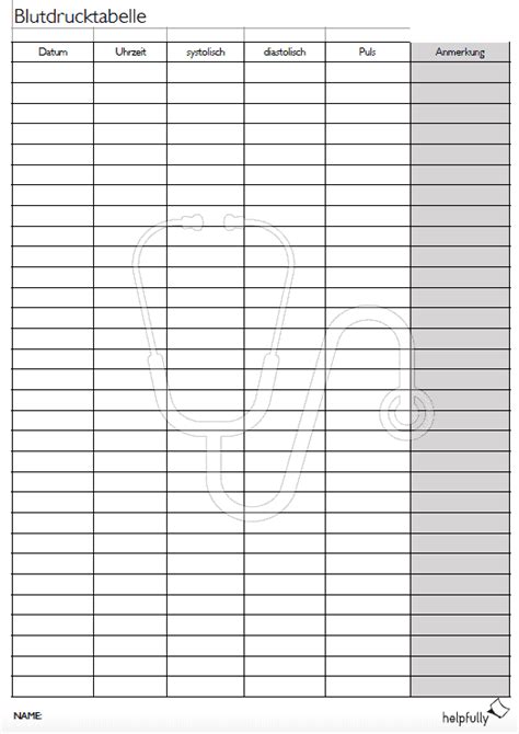 Blutdruck Messen Tabelle Zum Ausfüllen Vorlage Pdf Helpfullyde