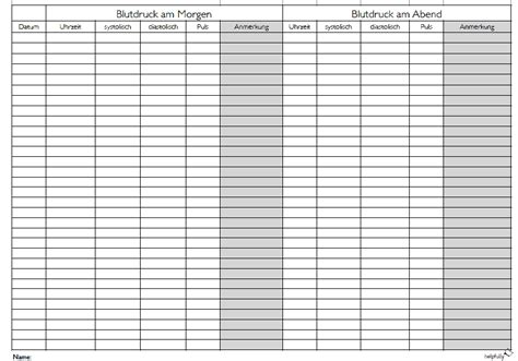 Blutdruck Messen Tabelle Zum Ausfüllen Vorlage Morgen And Abend Pdf