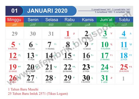 Download Template Kalender 2020 Format Coreldraw Lengkap Hijriyah Dan