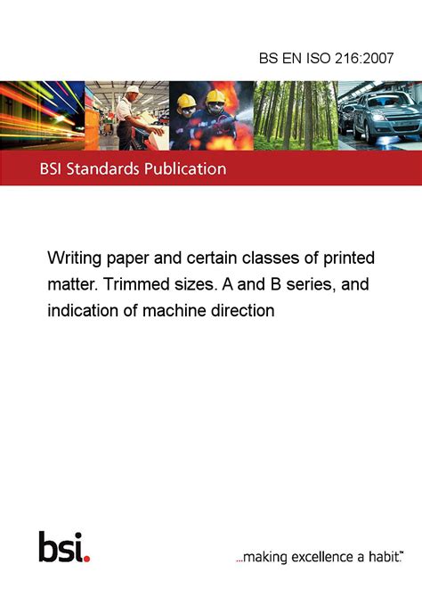 Bs En Iso 2162007 Writing Paper And Certain Classes Of Printed Matter