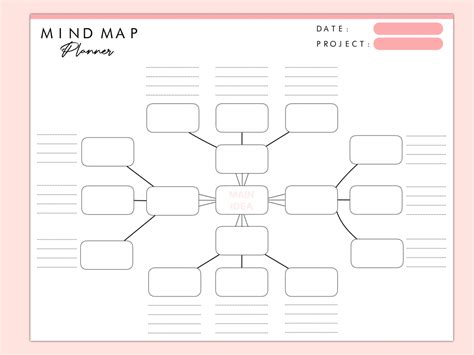 Printable Mind Map Planner Idea Board Mind Map Template Brainstorm Map