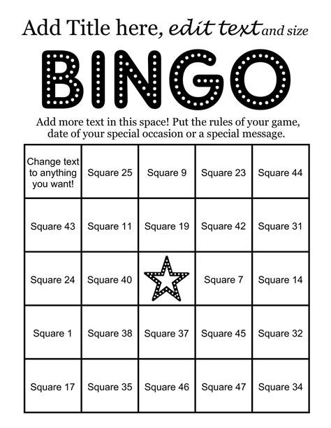 Editable Blank Bingo Game Template For All Subjects