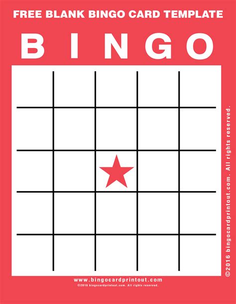 Free Blank Bingo Card Template