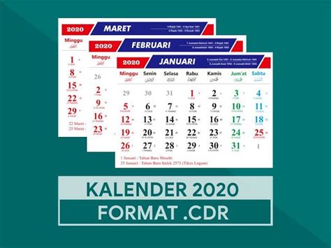 Template Kalender 2020 Cdr Di Lengkapi Kalender Jawa Dan Hijriyah Artofit