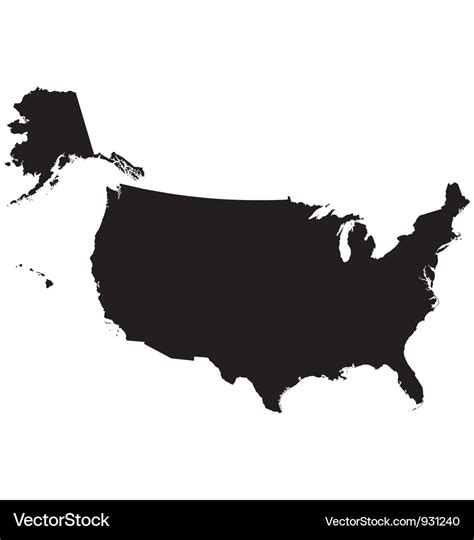 Silhouette Map United States Of America Royalty Free Vector