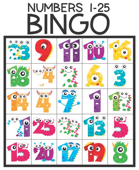 Number Bingo Printable