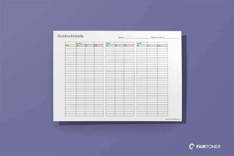 Blutdrucktabelle Zum Ausfullen Am Pc
