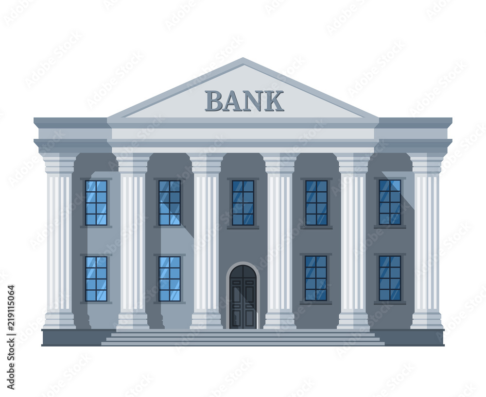 Vecteur Stock Cartoon retro bank building or courthouse with columns ...