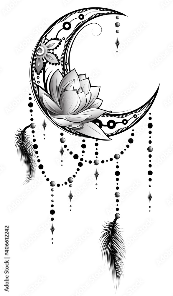 Flower moon logo beauty black moon tattoo Vector Image