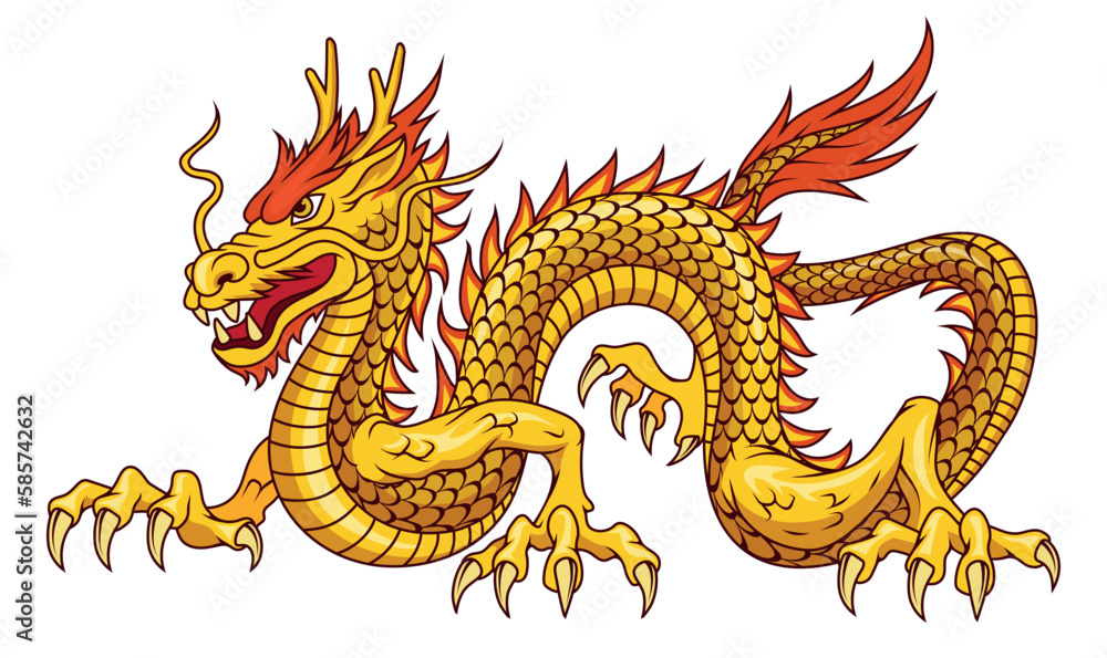 Chinese dragon. Vector Illustration of a traditional Chinese mythical ...