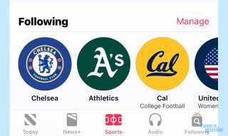 iOS 16.5 My Sports tab in News app